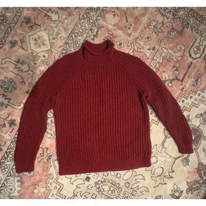 Lands' End Women's M Red Roll Neck Knit Pullover Sweater